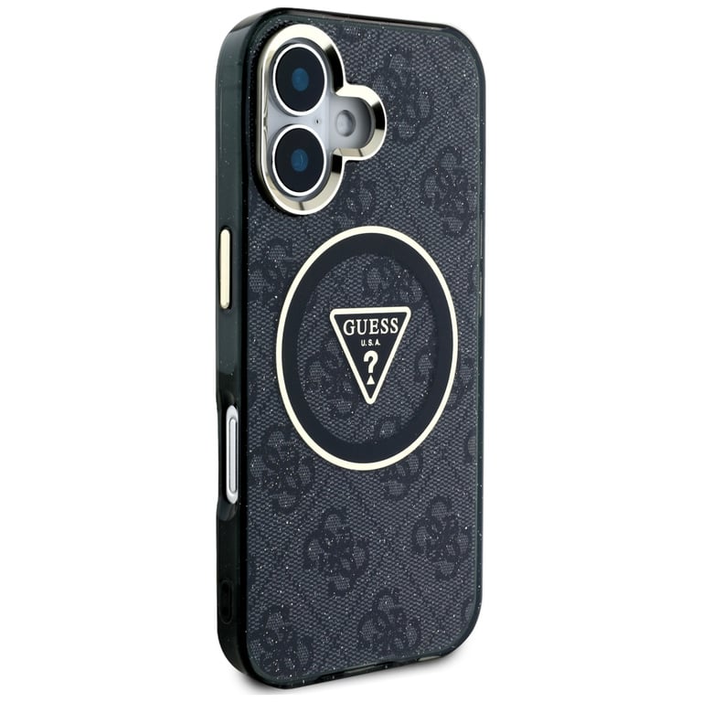 Coque Guess IML Metal Glitter 4G Circle Triangle MagSafe pour iPhone 16 - vue 10