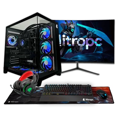 PC Gaming completo Extremo - Intel Core i7-12700K, RTX 5060 Ti 16GB, RAM 32GB, M.2 1TB, Windows 11 Pro, WiFi, Monitor 27'' QHD y accesorios, Negro