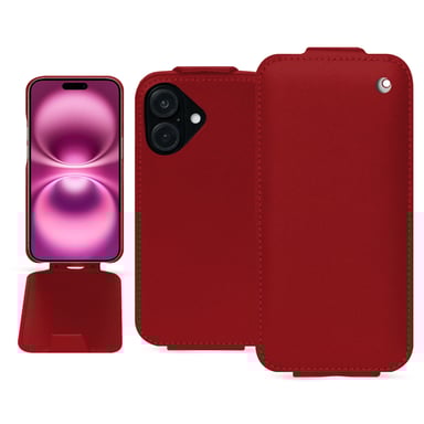 Housse cuir Apple iPhone 16 Plus -  - Rouge - Cuir lisse
