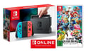 Switch + Super Smash Bros. Ultimate + 3 Months Online - Console de jeux portables 15,8 cm (6.2'') 32 Go Wifi, Noir, Bleu, Rouge