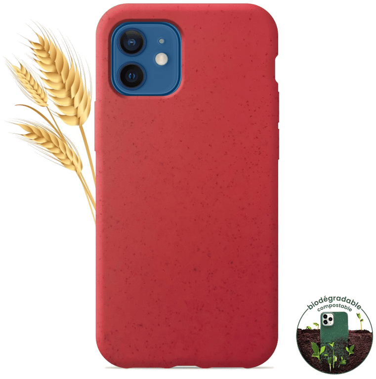 Coque silicone unie compatible Biodégradable Rouge Apple iPhone 12