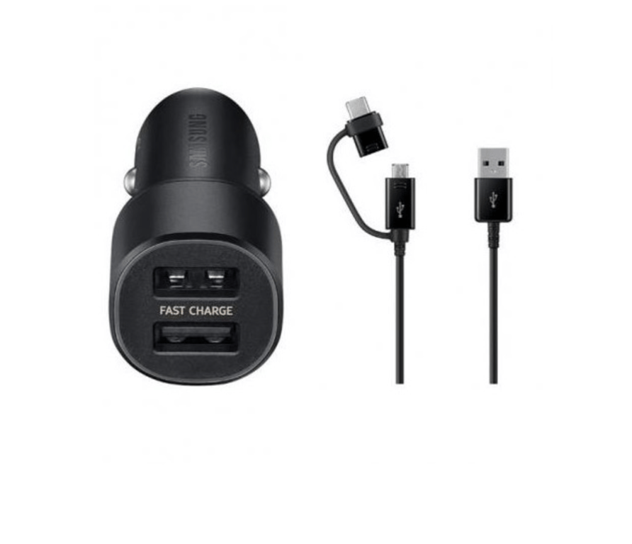 Double chargeur de voiture combo USB-C (20W) / USB-A (18W) vers Lightning, Câble