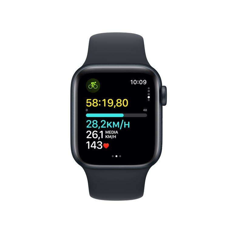 Watch SE 2 OLED GPS + Cellulaire, boitier en aluminium de 40 mm avec boucle en caoutchouc S/M, Noir
