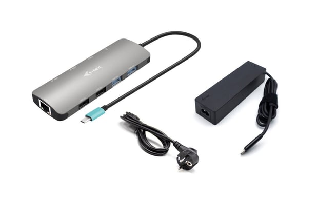 i-tec Metal USB-C Nano 2x Display Docking Station with PD 100 W + Charger 100W