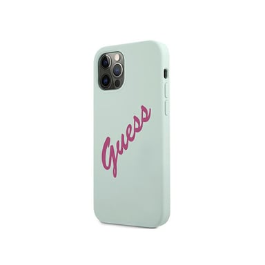 Guess Funda para Apple iPhone 12 / 12 Pro Colección Vintage Silicona en TPU Azul
