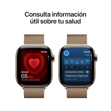 Apple Watch Series 11 GPS + Cellular 42mm Boitier en Titane Or avec Boucle Milanaise Or