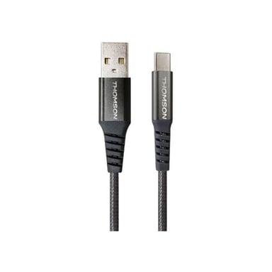 Câble USB-A vers USB-C THOMSON 3A 1,5 m tressé finition métallique gris foncé