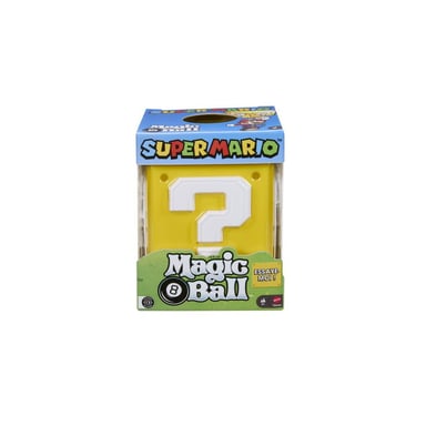 Jeu Magic 8 Ball Fisher-Price Super Mario FMW14 en forme de cube, réponses oui/non, plastique jaune