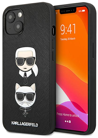 Étui Karl Lagerfeld pour iPhone 13 mini 5.4 noir Saffiano Karl & Choupette