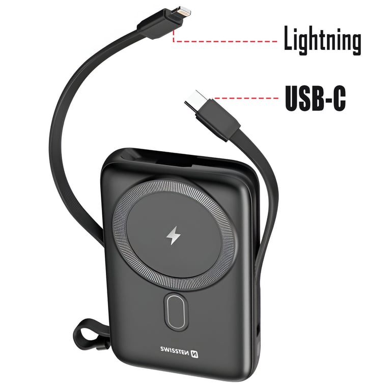 Powerbank MagSafe 10000mAh Câbles USB C + Lightning intégrés Écran LCD Neuf - vue 3