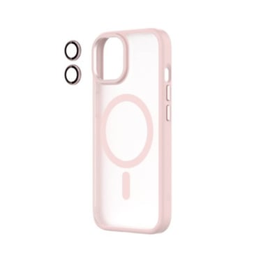 Coque et Lentille de Protection pour iPhone 15 MagSafe Rose