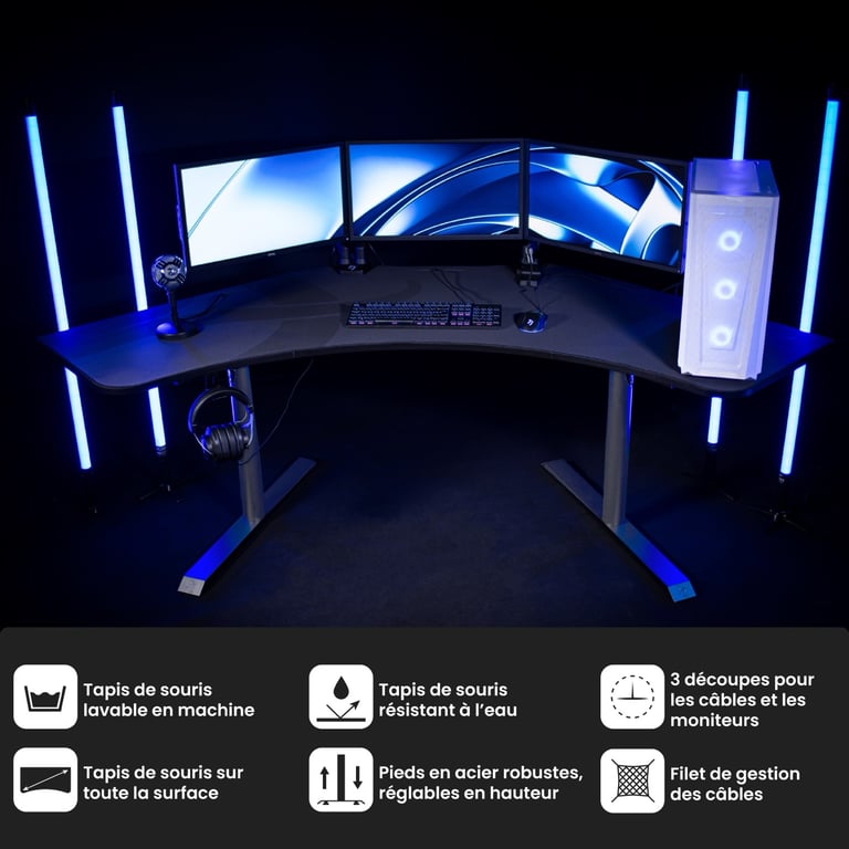 Bureau de jeu Arozzi Arena Angelo – Métal Neuf - vue 3