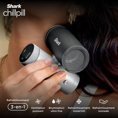Chill Pill FA022 - Ventilateur Shark Brumisateur portable 3-en-1, Bleu