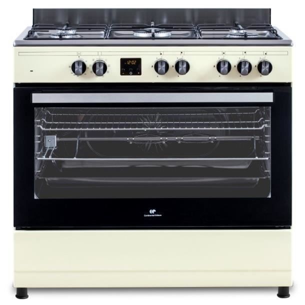 Cuisinière piano four multifonctions catalyse CONTINENTAL EDISON CECP9060CD 95 L90 x H85 cm Crème / Inox - vue 3