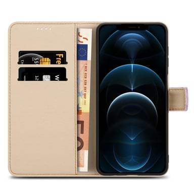 Coque pour Apple iPhone 13 PRO Design Marbre Rose Lilas No. 5 Housse de protection Étui avec fermeture magnétique, fonction de support et compartiment pour carte