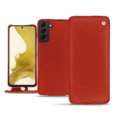 Housse cuir Samsung Galaxy S22 -  - Orange - Cuir grainé