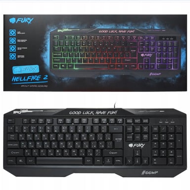 FURY - Hellfire 2 - Teclado para juegos RGB con LED antihosting