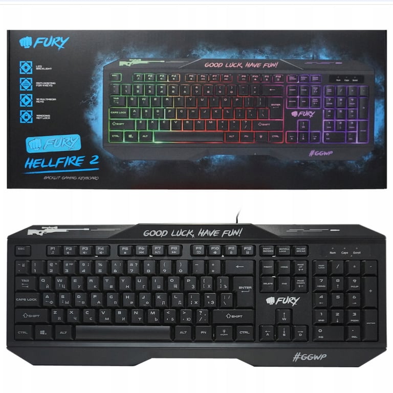 FURY Hellfire 2 Clavier Gaming LED RGB Anti Ghosting Neuf