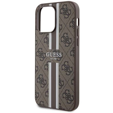 Custodia Guess per iPhone 15 Pro Max 6,7'' marrone Custodia rigida 4G a strisce stampate MagSafe