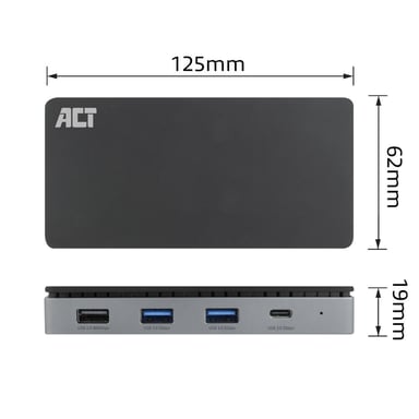 ACT AC7093 base para portátil y replicador de puertos Alámbrico USB 3.2 Gen 1 (3.1 Gen 1) Type-C Negro, Gris