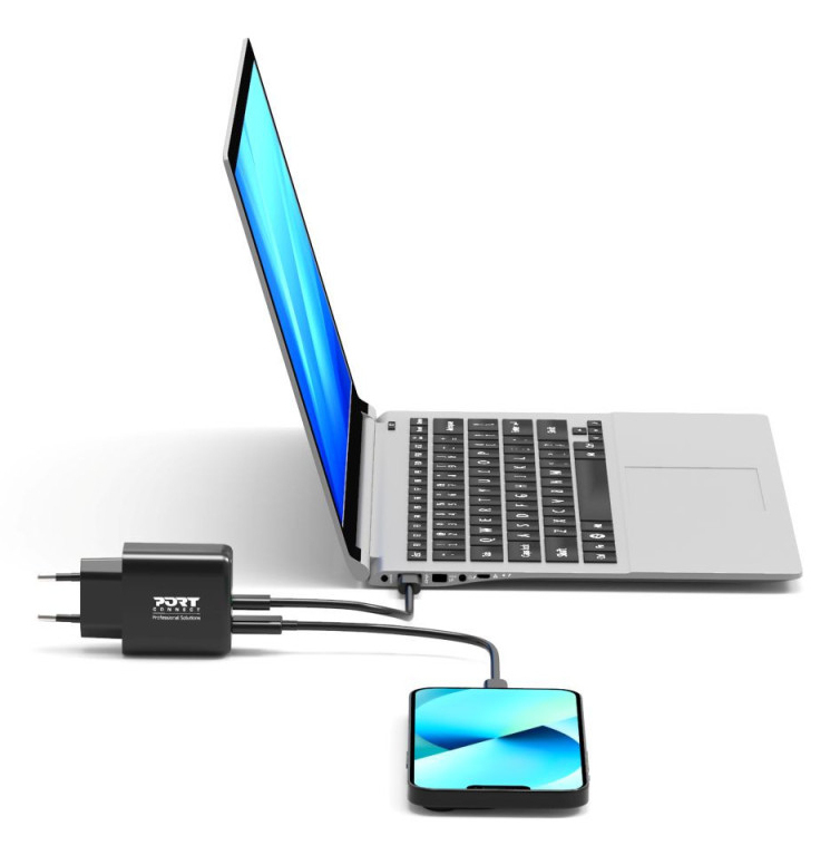 Pack Kit Starter Chargeur Port Designs GaN + Twin convertisseur USB A et USB C + câble USB C vers USB C 1 8 + câble USB C vers HDMI 1 8 + housse de transport - vue 4