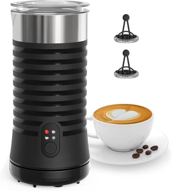 Mousseur à lait électrique 4 en 1 pour mousse de lait chaude et froide noir