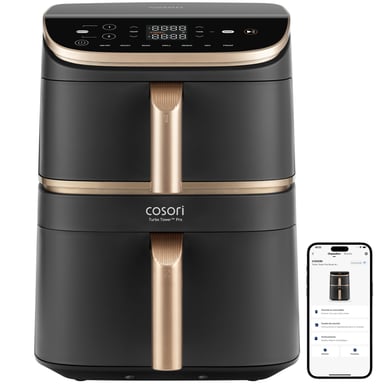 Cosori Turbo Tower Pro Smart Unique 10,8 L Autonome 2630 W Friteuse d'air chaud Noir, Or