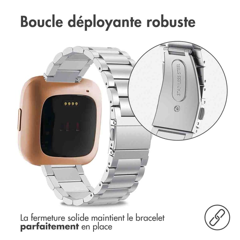 imoshion Bracelet en acier pour le Fitbit Versa 2 / Versa Lite - Argent - Neuf