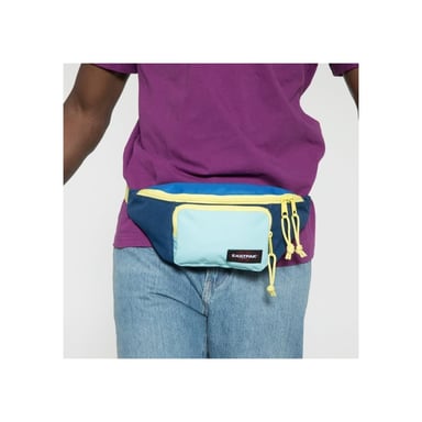 Bolso de cintura EASTPAK Page EK69EA45 Blocked Navy con bolsillo con cremallera y ribete amarillo