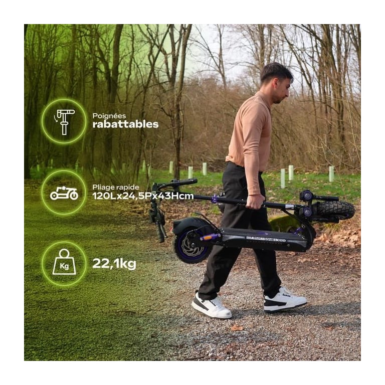 Trottinette électrique URBANGLIDE ECROSS ONE Pneus 10 Max 25 kmh Autonomie jusqu’à 50 km - vue 2