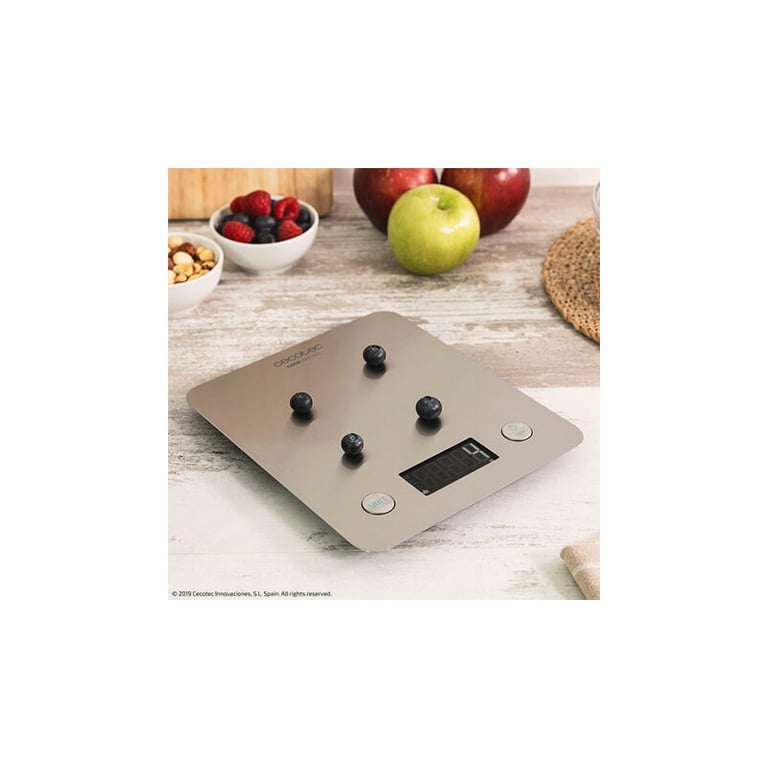 Balance De Cuisine Connectée Cecotec Cookcontrol 10000 5 Kg Lcd Finissions En Acier Inox Précision D'1 G Capacité De 5kg Écran Lcd Revêtement Anti Empreintes Design Extra Plat - vue 4