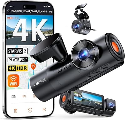 VANTRUE N4 Pro S 4K dashcam pour voiture, triple canal 4K + 1080P + 1440P avec GPS, surveillance de stationnement 24h/24, commande vocale, vision nocturne IR, LTE