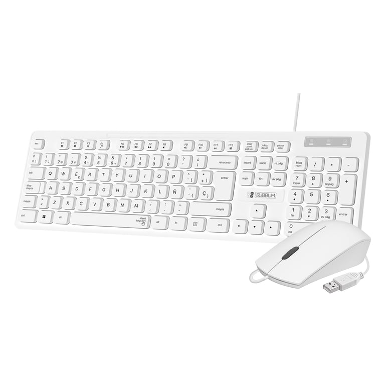 SUBBLIM SUBKBC-CSSK02 clavier Souris incluse Universel USB QWERTY Espagnole Blanc - Neuf