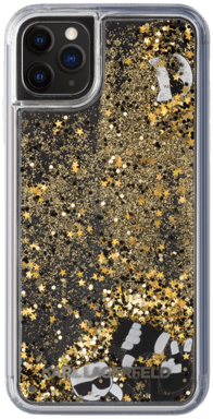 Custodia Karl Lagerfeld Bling Bling con charms fluttuanti per Apple iPhone 11 Pro Max, oro