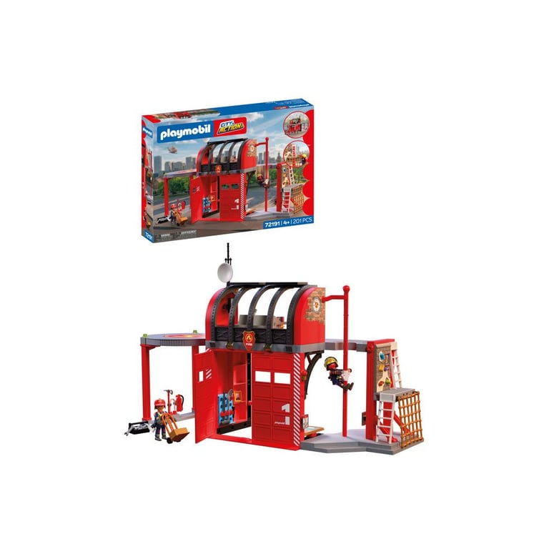 Playmobil 72191 Grande caserne de pompiers City Action les pompiers 201 pièces dès 4 ans Rouge - vue 6