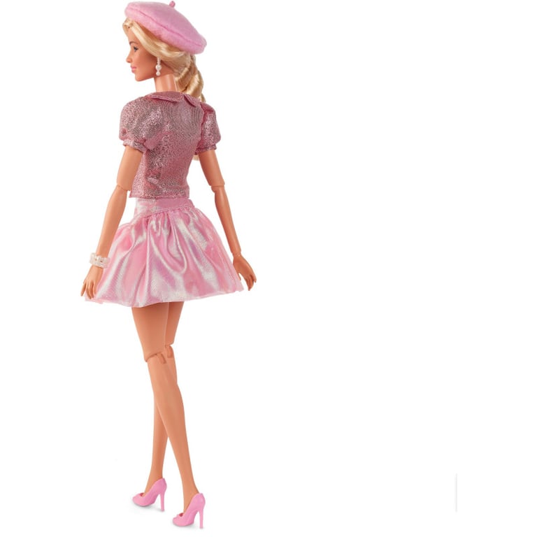 Barbie Le Film Poupée à Collectionner inspirée du Film avec Margot Robbie avec Une Tenue composée d’Un Chemisier et d’Un Tutu Roses Une Coiffure emblématique et des Bijoux Assortis JBJ53 - vue 4