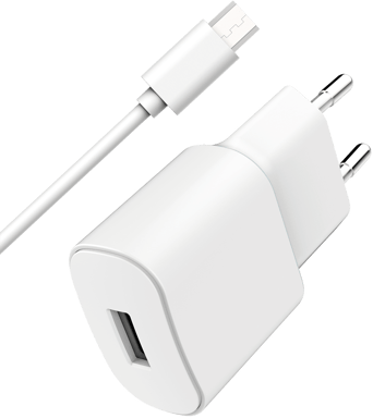 Kit Chargeur USB A 2.4A + Câble USB A / microUSB 1m Blanc WOW