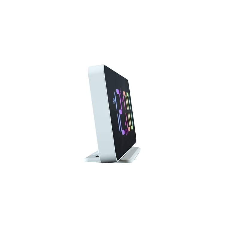 Caliber Slimline - Réveil - Horloge Numérique - Chambre à Coucher - Deux Alarmes - Grand Écran Multicolore - Chargeur USB - Blanc (HCG024)