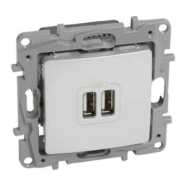 Module chargeur double USB encastré Legrand Niloé 664794 2xUSB-A 2400 mA 5V 15W Blanc