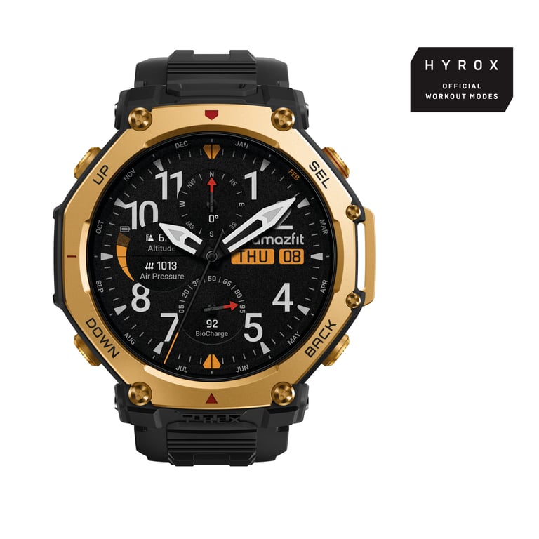 Amazfit T Rex 3 Pro GPS Boitier doré de 48 mm et bracelet Neuf