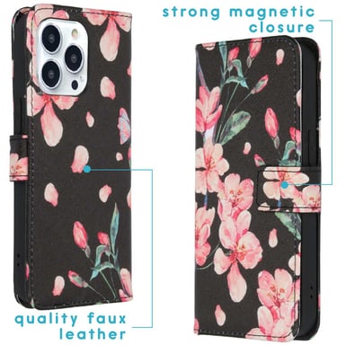 imoshion Design Softcase Bookcase pour Apple iPhone 13 Pro - Blossom Watercolor Black