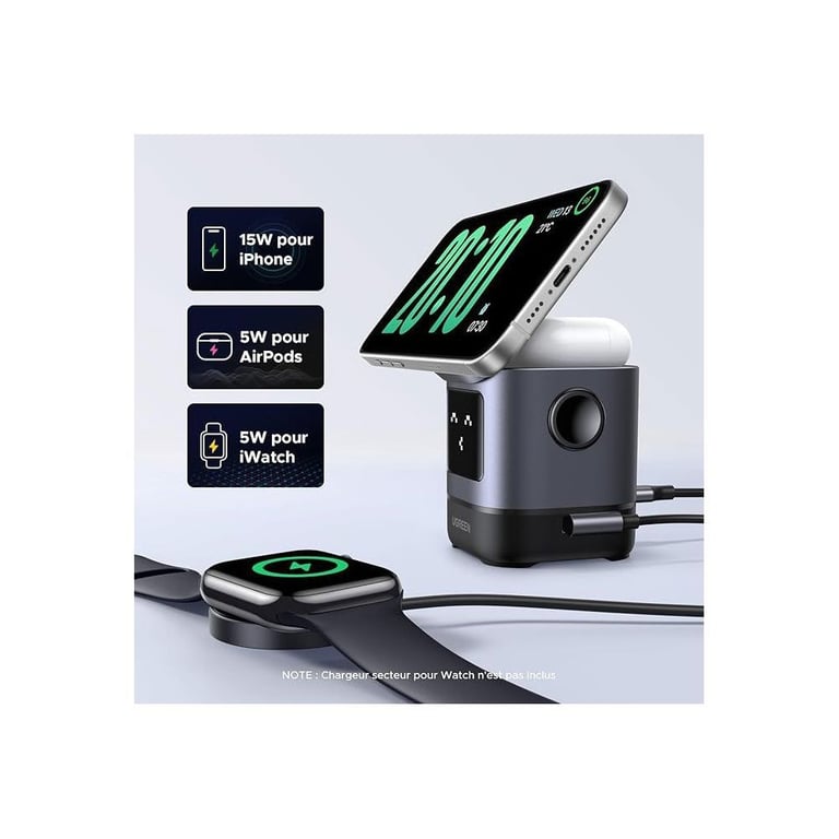 Station de charge magnétique 2 en 1 Ugreen Uno 45775 Robot Qi2 Qi2 MagSafe Neuf - vue 3