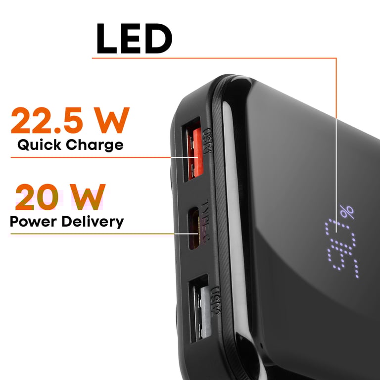 Batterie de Secours 10000 mAh avec Câbles Lightning et USB type C Neuf - vue 2