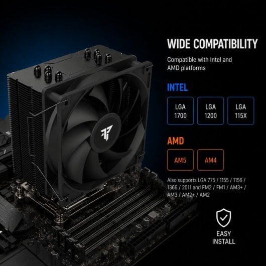 Tempest Cooler 4Pipes Ventilateur CPU 120mm Noir - vue 3