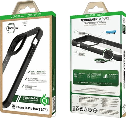 Custodia rinforzata iPhone 14 Pro Max Feronia Bio Pure Black Itskins