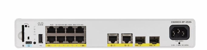 Cisco Catalyst C9200CX-8P-2X2G-E commutateur réseau Géré L2/L3 Gigabit Ethernet (10/100/1000) Connexion Ethernet, supportant l'alimentation via ce port (PoE) Gris - Neuf