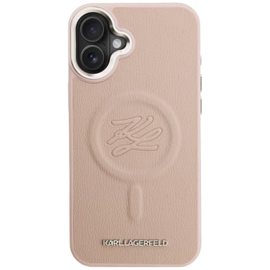 Custodia Karl Lagerfeld Initial & Metal Logo MagSafe per iPhone 16 Plus, rosa