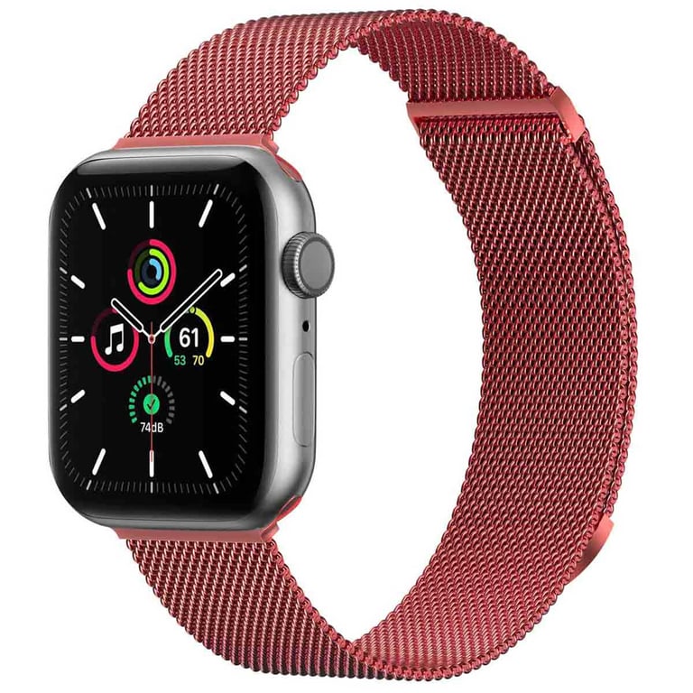 imoshion Bracelet magnétique milanais pour Apple Watch Series 1 - 9 / SE (38/40/41 mm) | Series 10 / 11 (42 mm) - Taille S - Rouge - Neuf