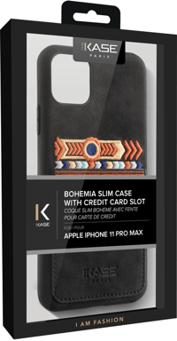 Bohemia Slim Case avec fente pour carte de crédit pour Apple iPhone 11 Pro Max, Noir olive