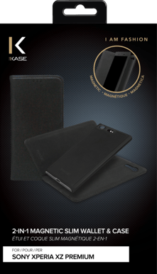 Funda y carcasa magnética 2 en 1 para Sony Xperia XZ Premium, Negro